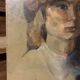 Old oil painting on wood: portrait