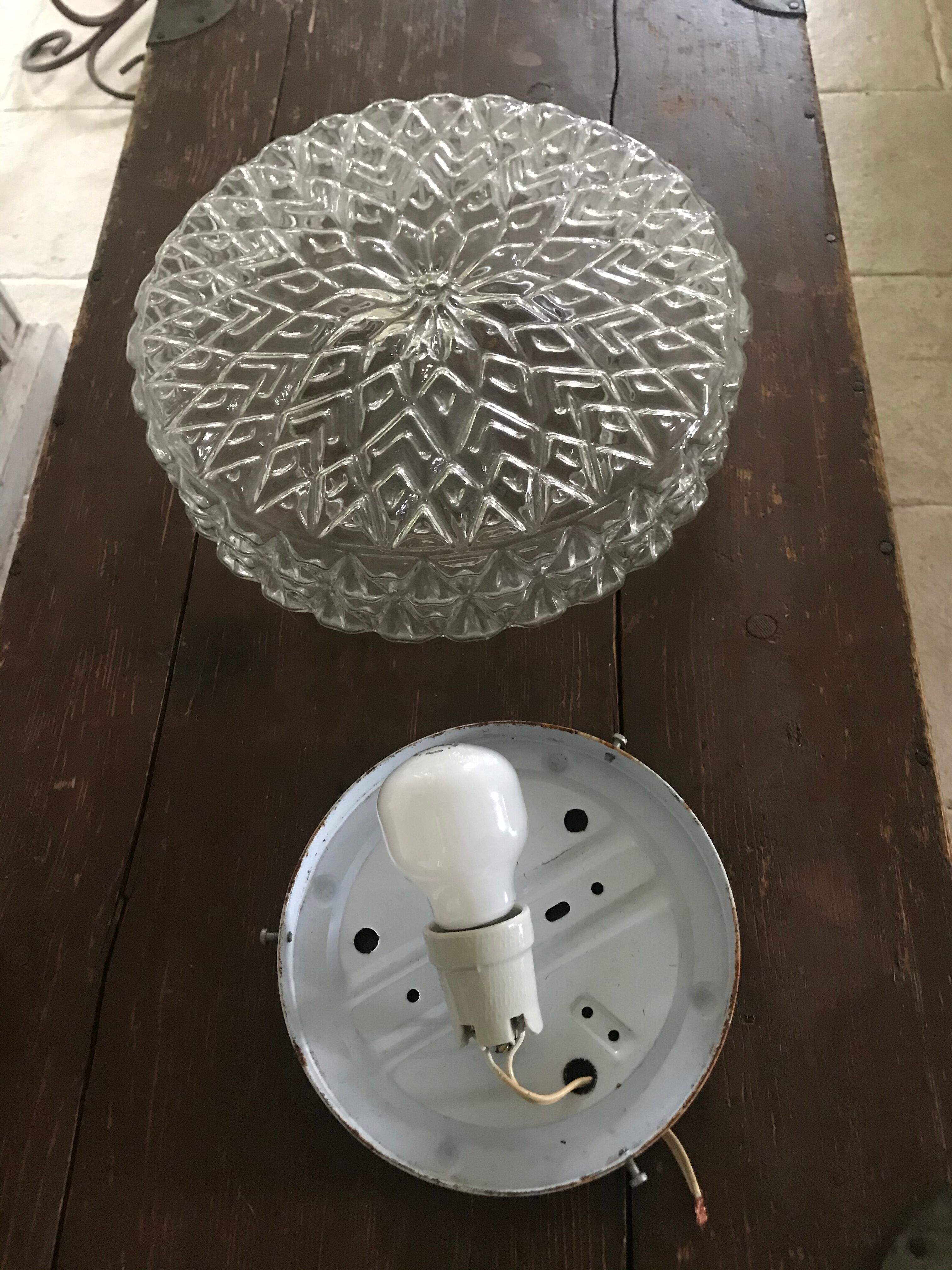 Vintage moulded glass ceiling 29cm