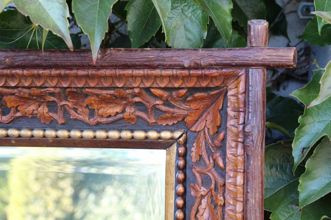 Black Forest Style Mirror XIX Century Attributed to the Levera Brothers in Turin