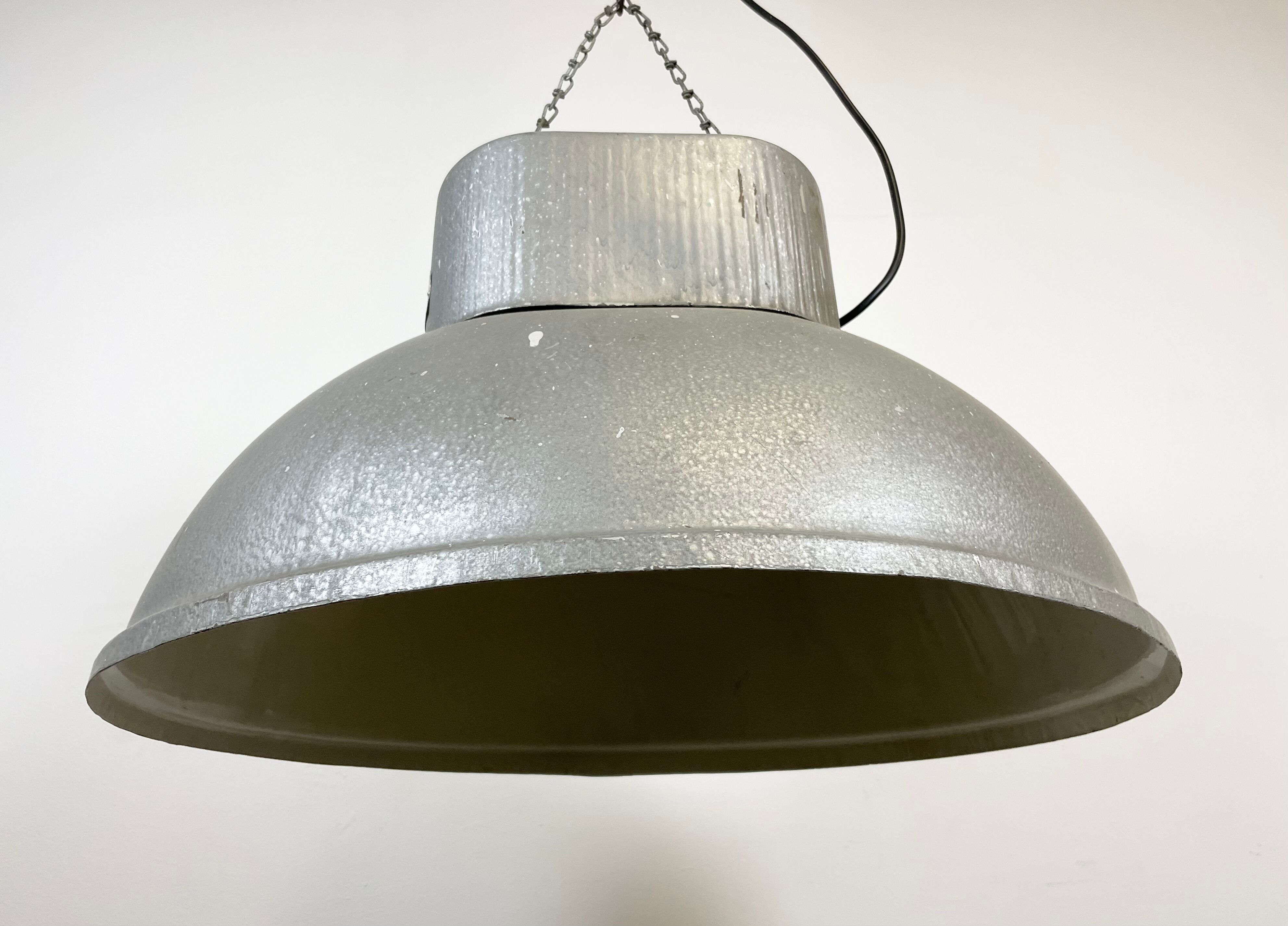 Oval industrial polish factory pendant lamp from mesko, 1970s