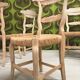 8 rustic oak chairs with patina, straw seating, 1950s.