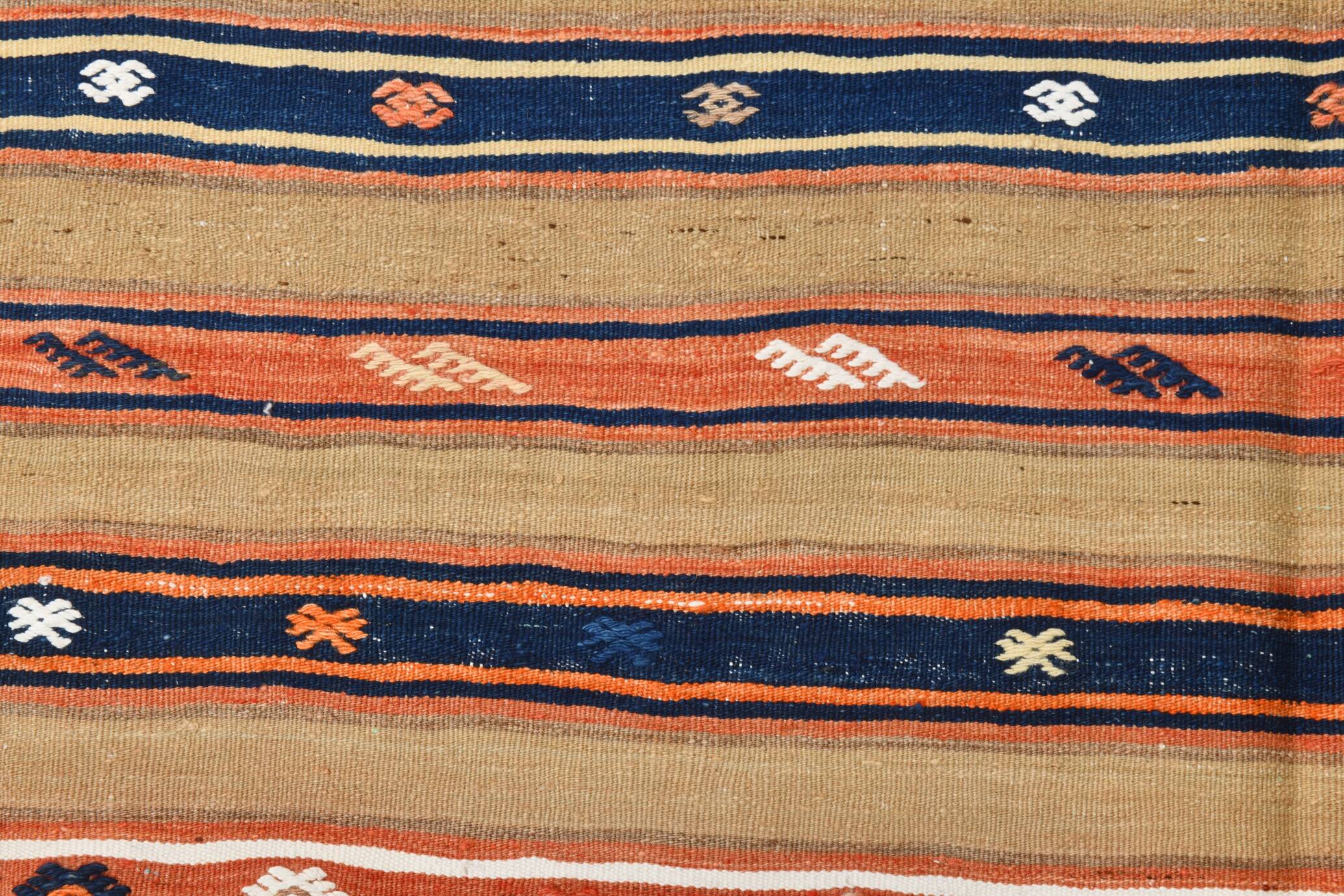 5x8 Multicolor Geometric Style Handwoven Kilim Rug, 145x230