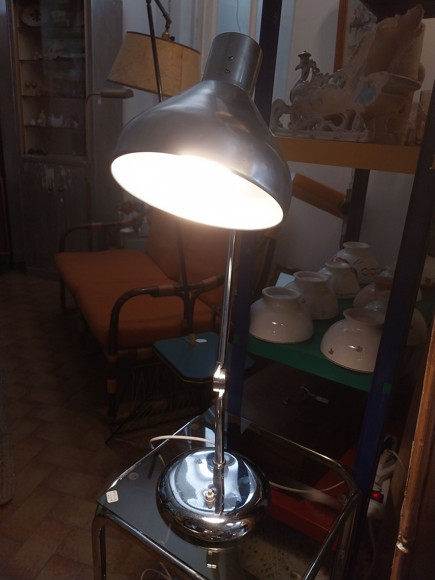 Lampe articulée en métal chromé