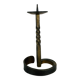 Brutalist candle holder, wrought iron with a golden patina.