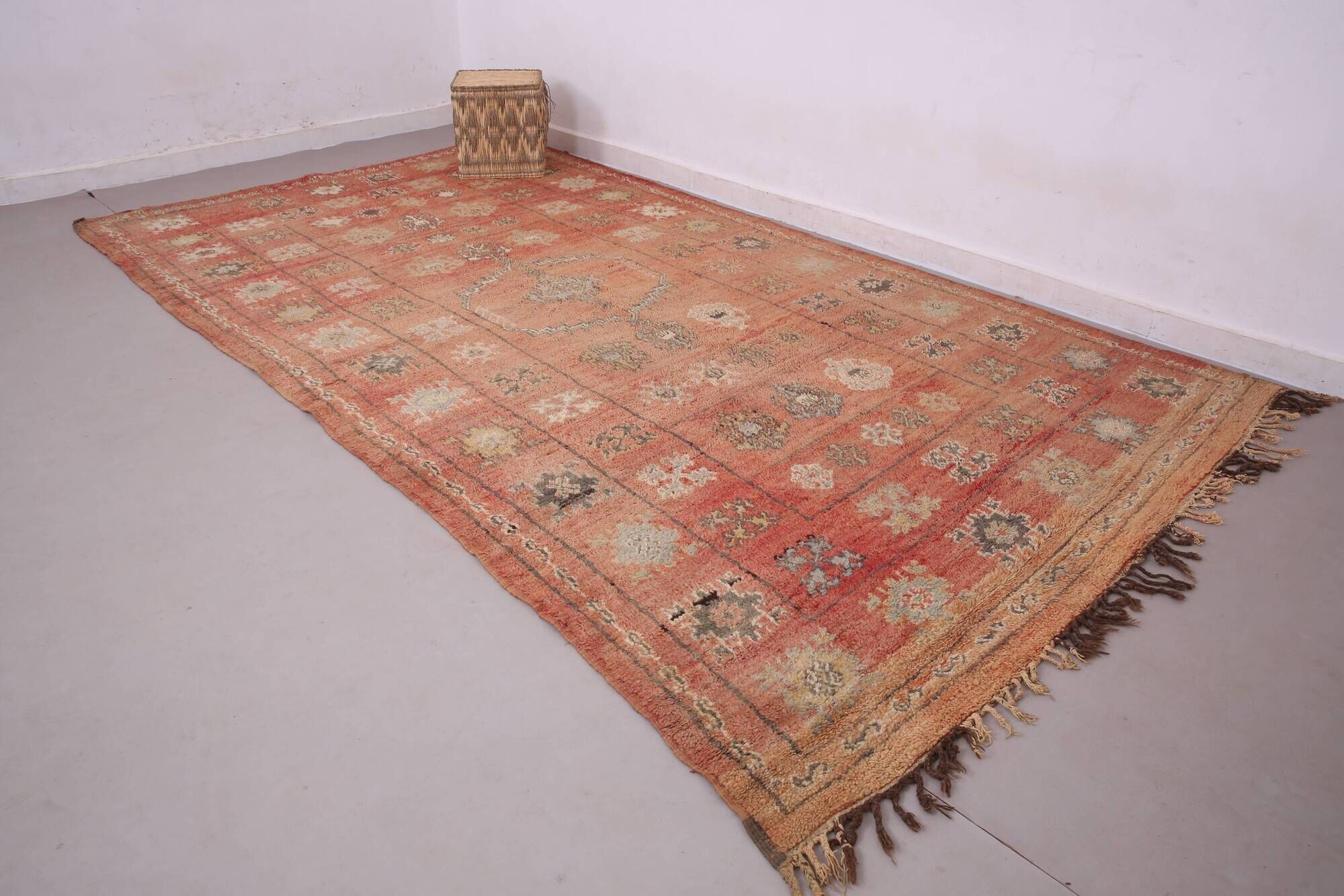Terracotta Vintage Moroccan Rug 206 x 370 cm - Berber Wool Rug Handmade