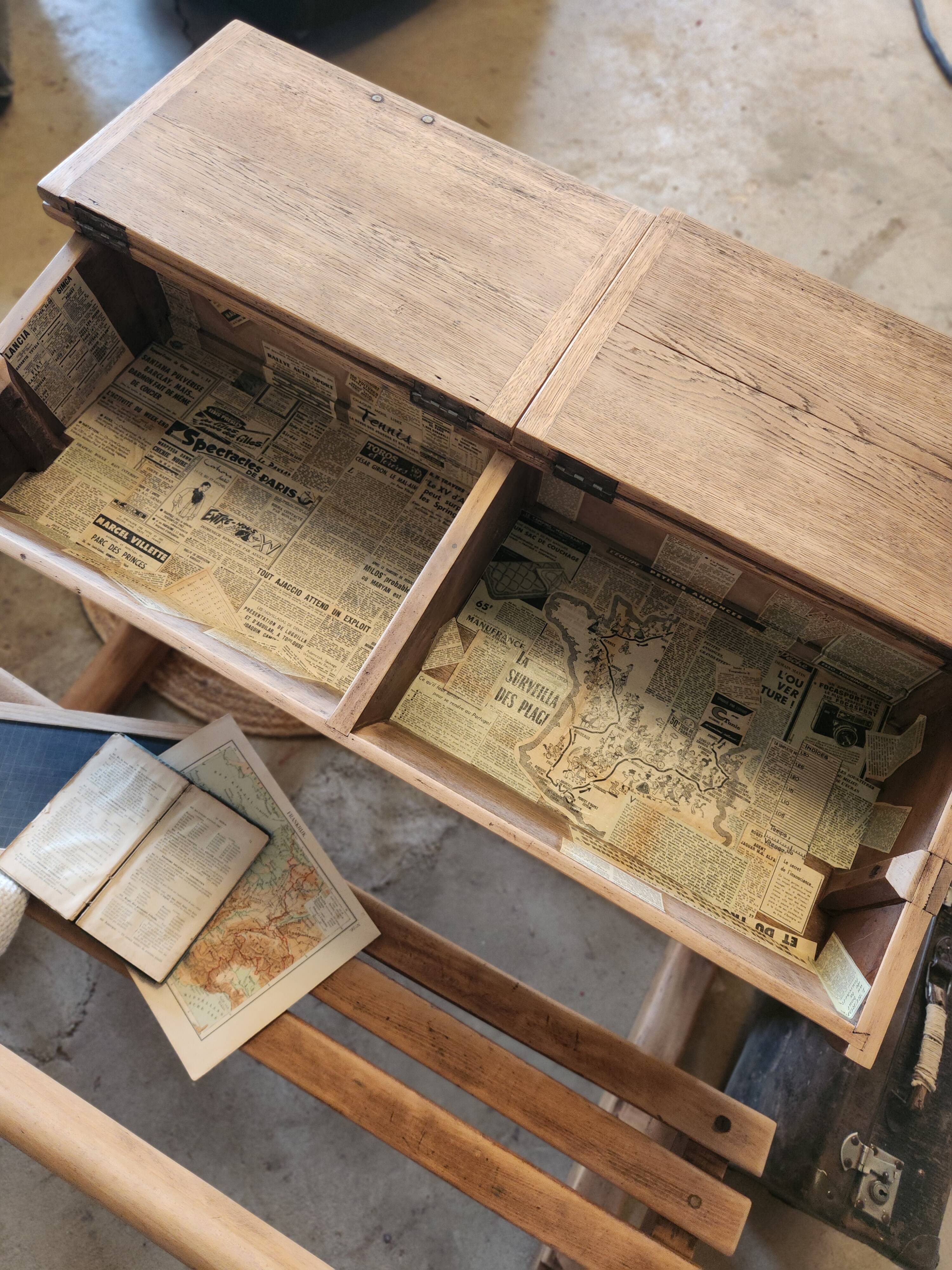 Bureau d'écolier double chêne massif 1900