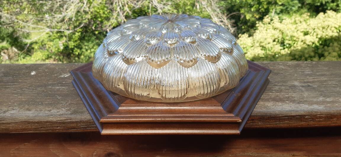 70s amber glass ceiling light