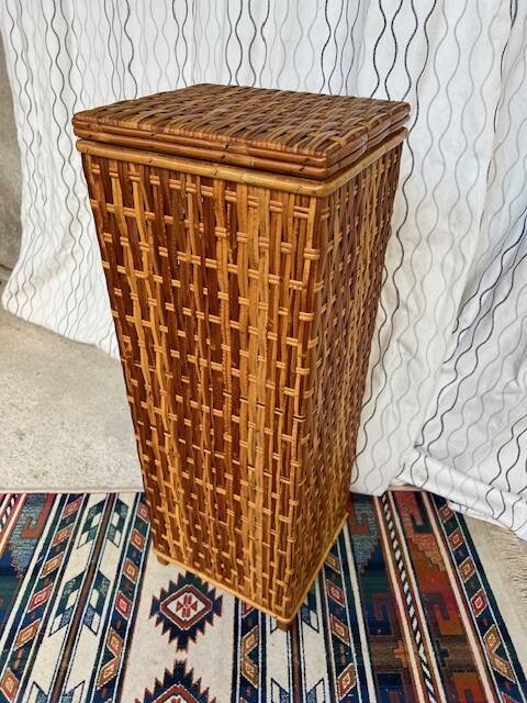 Vintage rattan bread bin