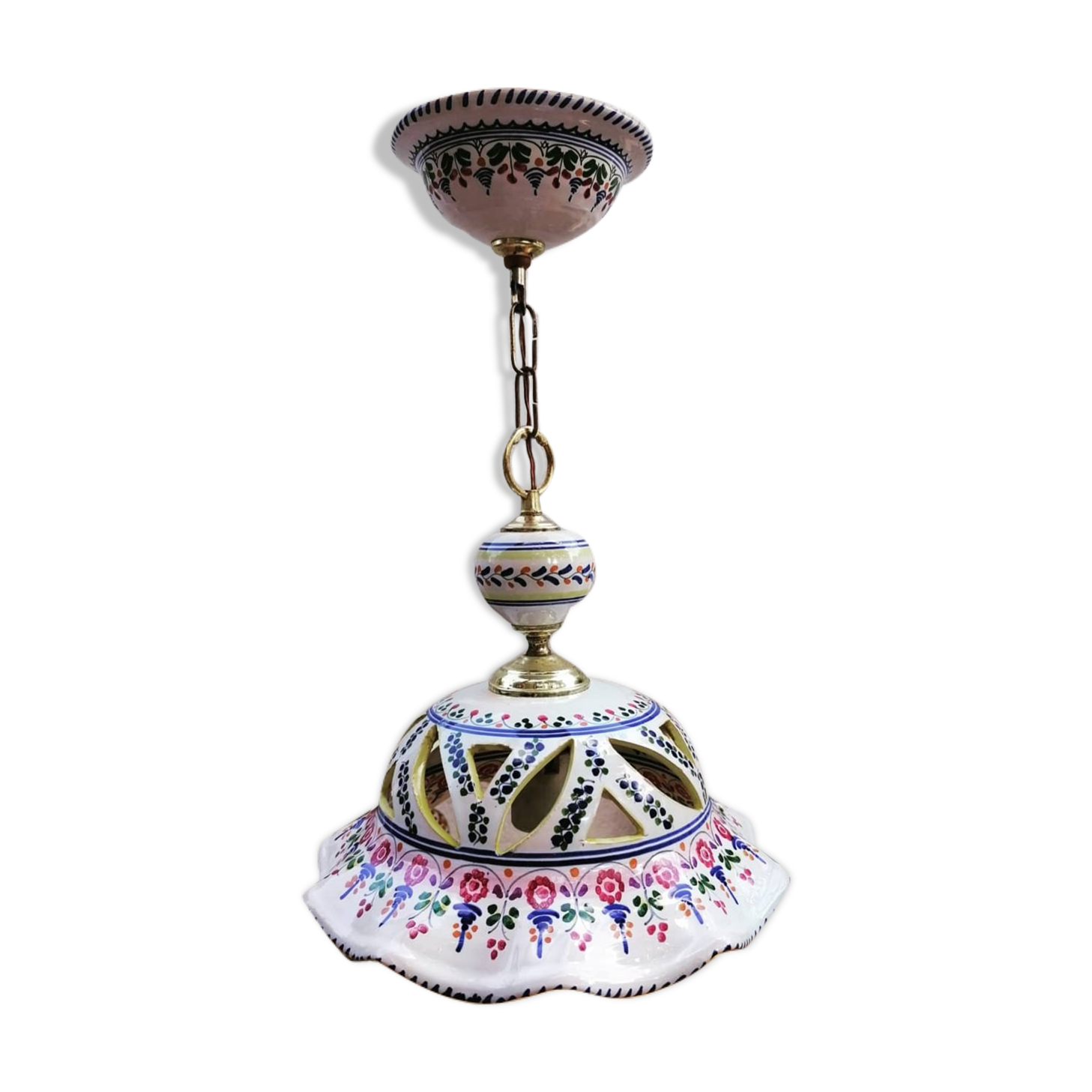 Vintage hand-painted earthenware suspension