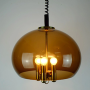 Vintage space age pendant brown acrylic and brass 1970s richard essig pendant lamp