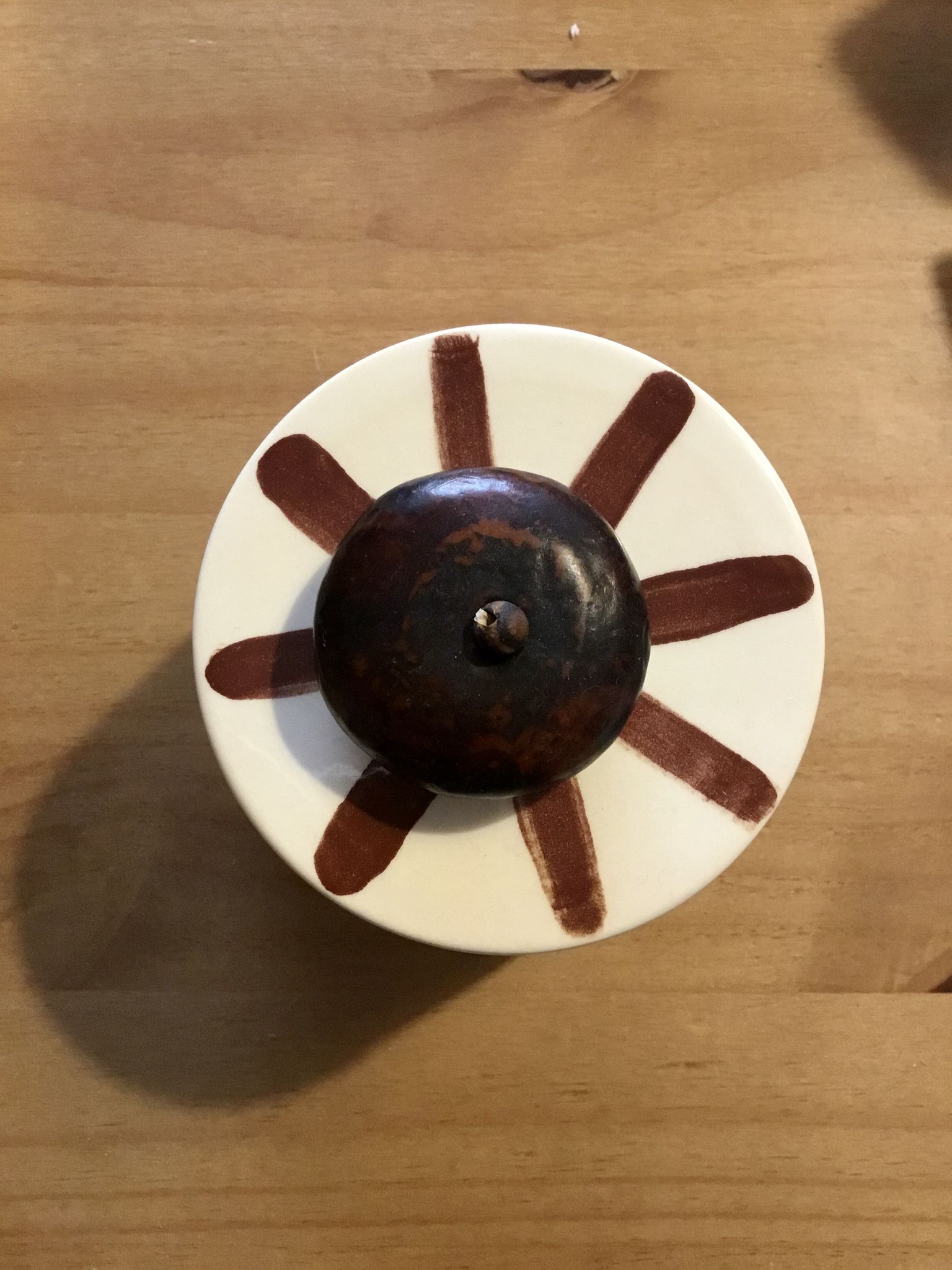 Hand-painted glazed ceramic box of French artisanal vallauris