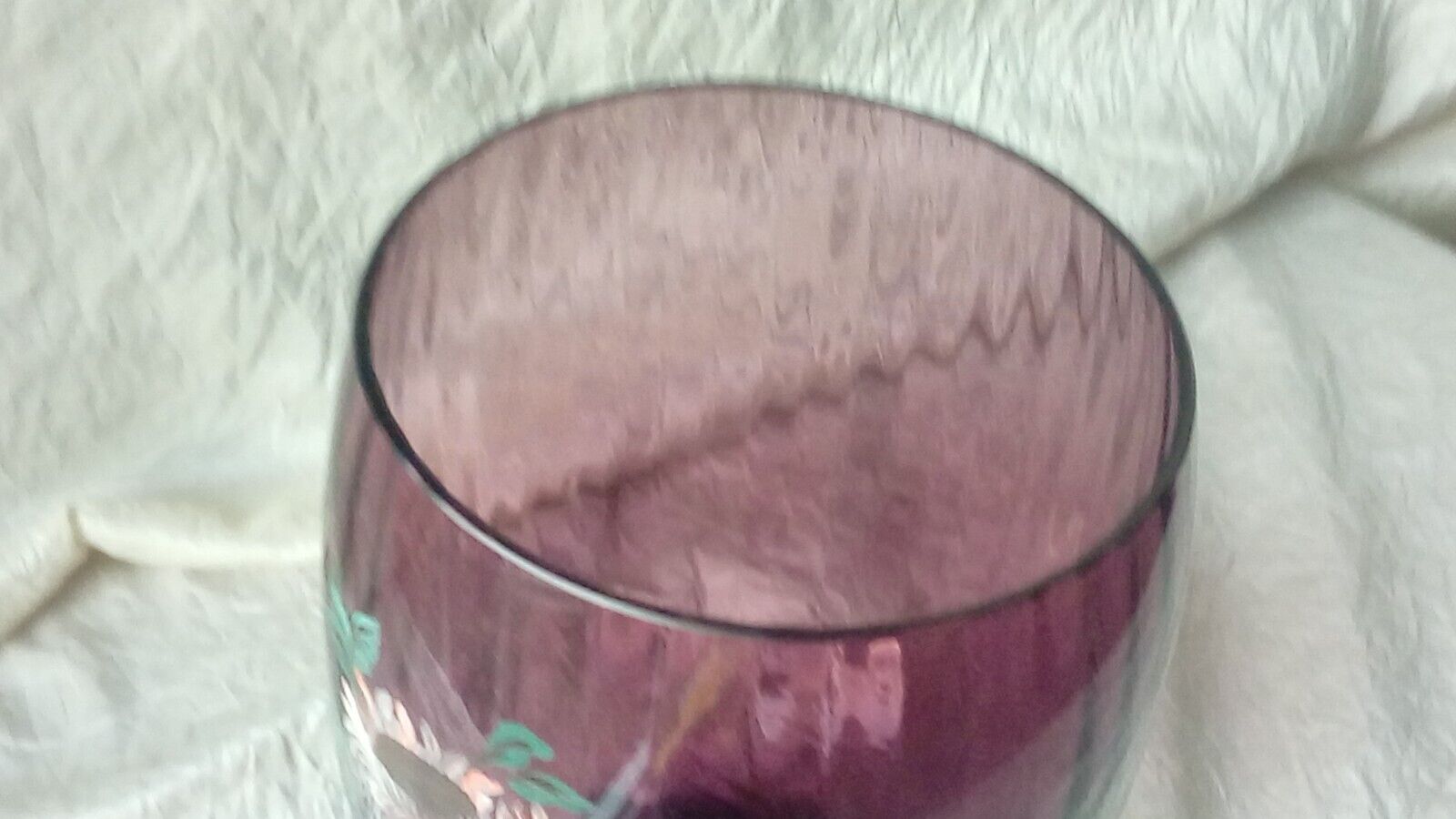 Enamelle vase large glass enamel on foot sign