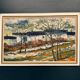 Large Original Swedish Oil on Panel – “Landscape with Houses and Trees” by Stig Hallblom – Signed – Vintage & Framed 90×59.5cm (35.4"×23.4")