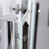 Pair of vintage 1960s metal and glass wall lamps, Italian design