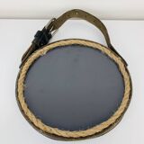 Miroir cerclage cuir artisanal