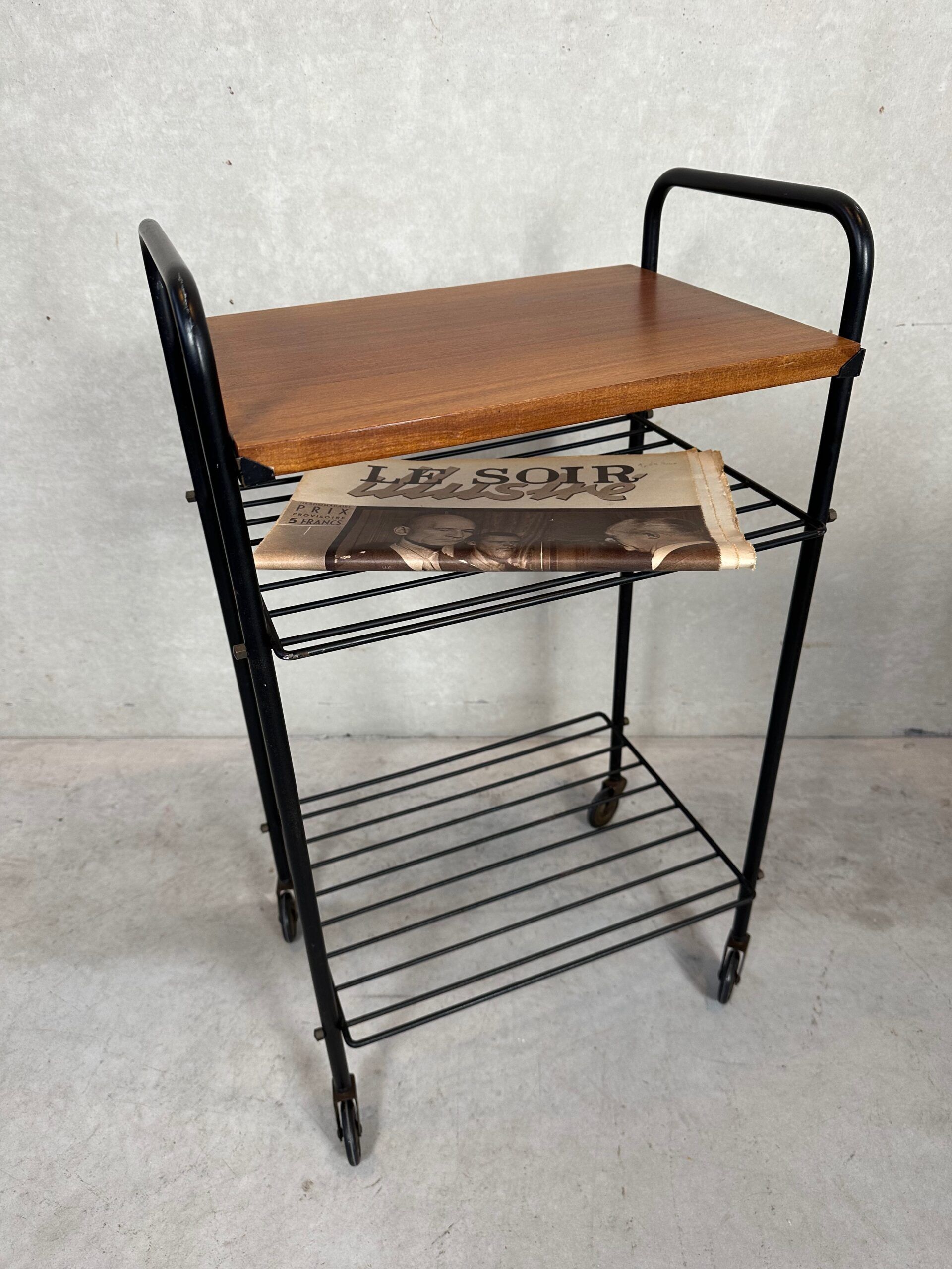 Vintage side table/70s trolley in teak