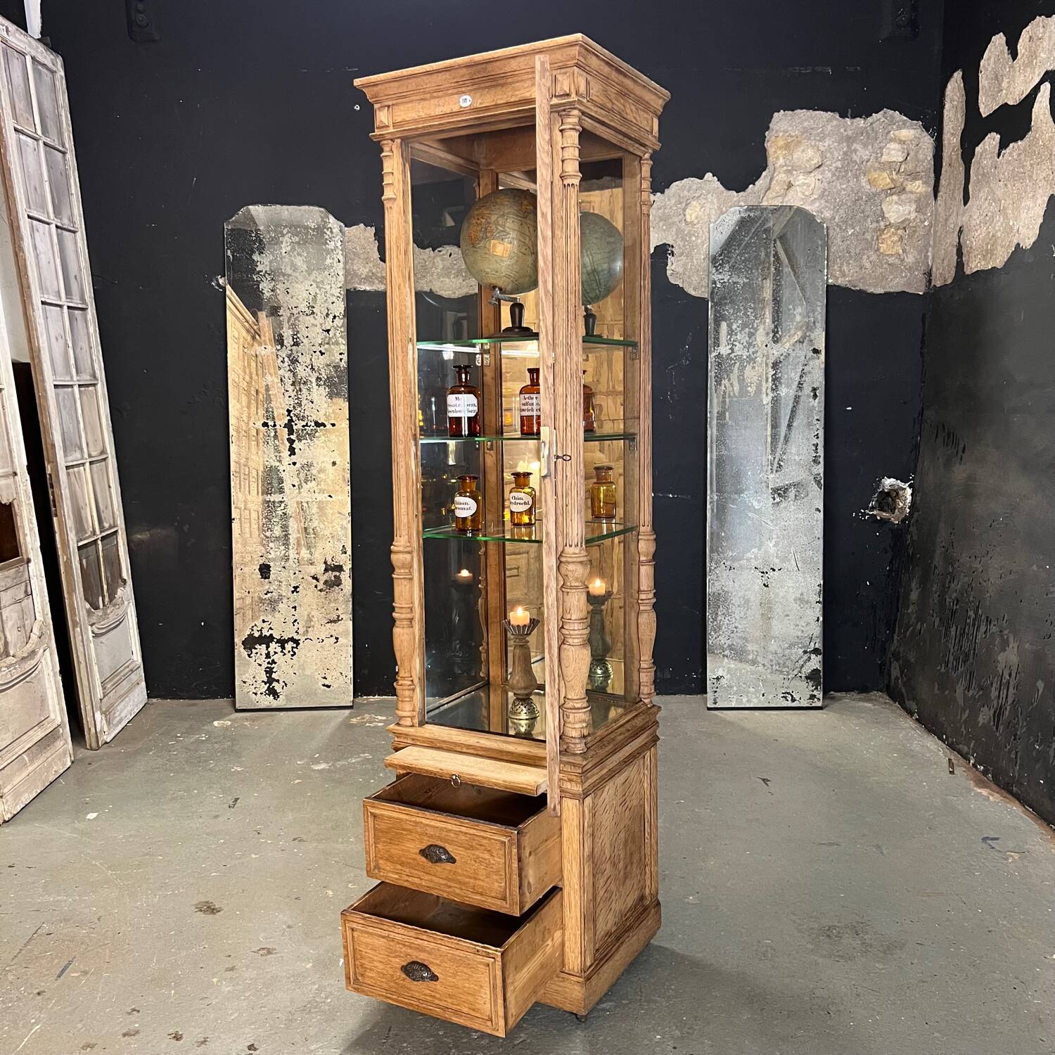 1920 oak museum display case