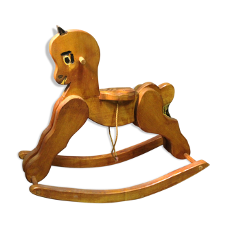 Cheval à bascule bois années 60