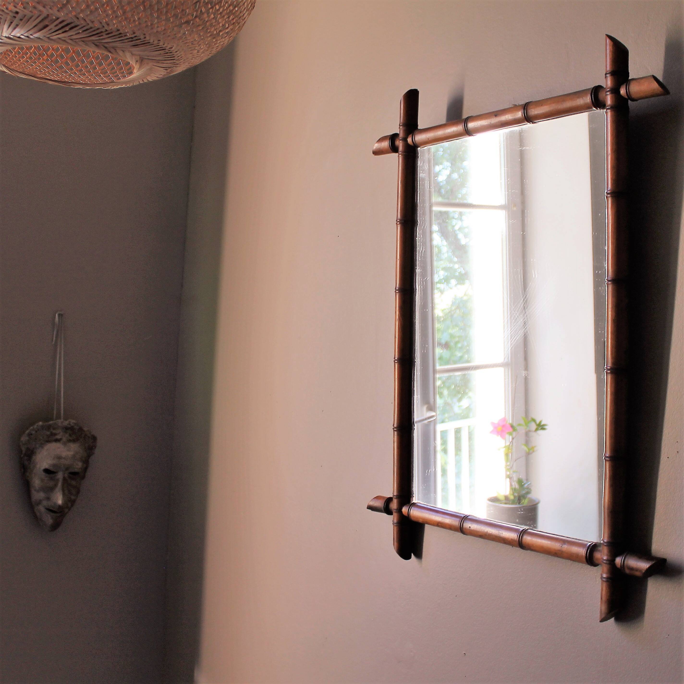 Bamboo mirror 78 x 60 from the 1920s/1930s