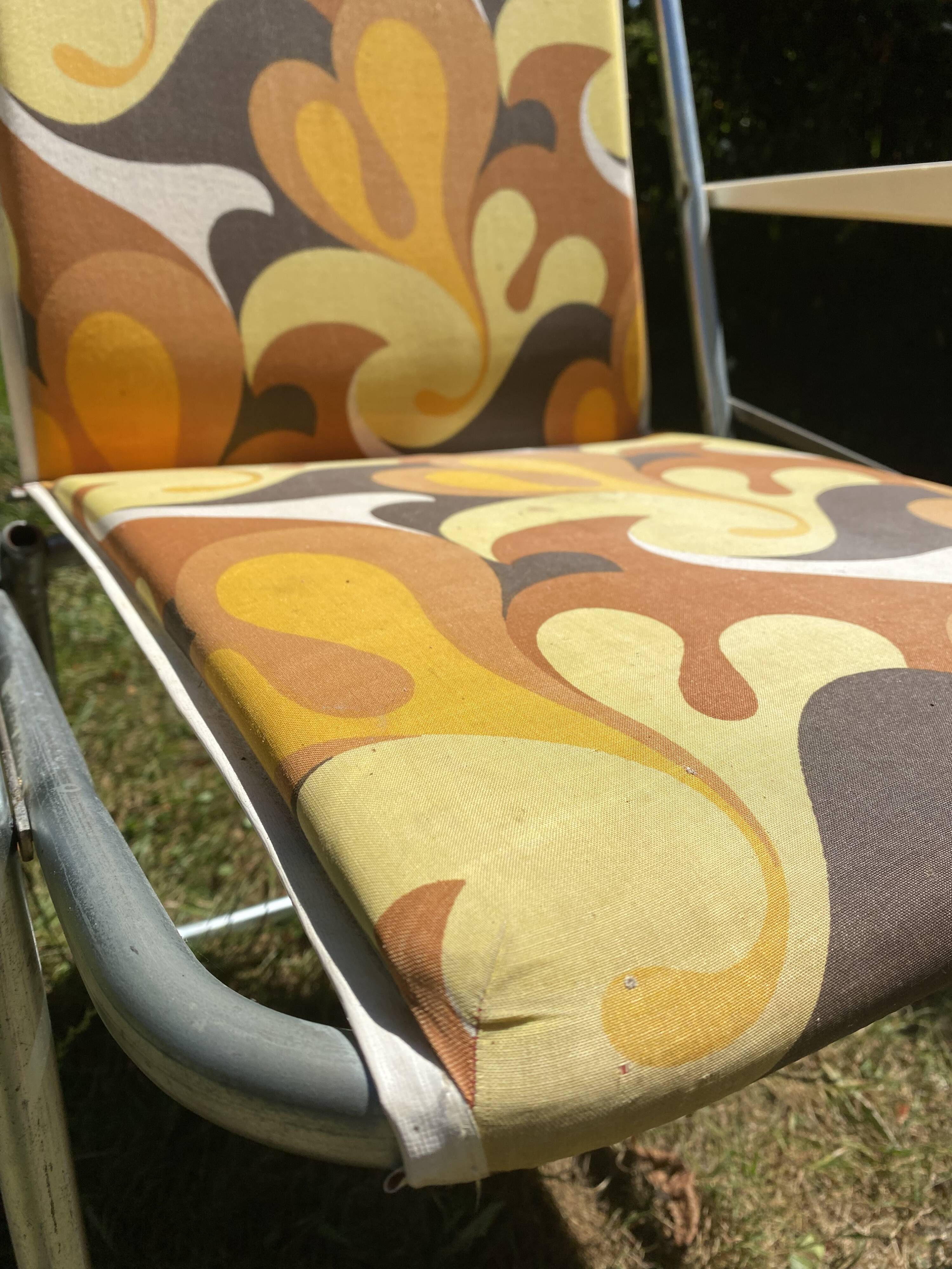 Folding camping chair, 70s garden armchair