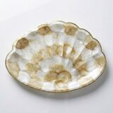 Large platter or shell-shaped catchall in capiz mother-of-pearl and vintage brass.