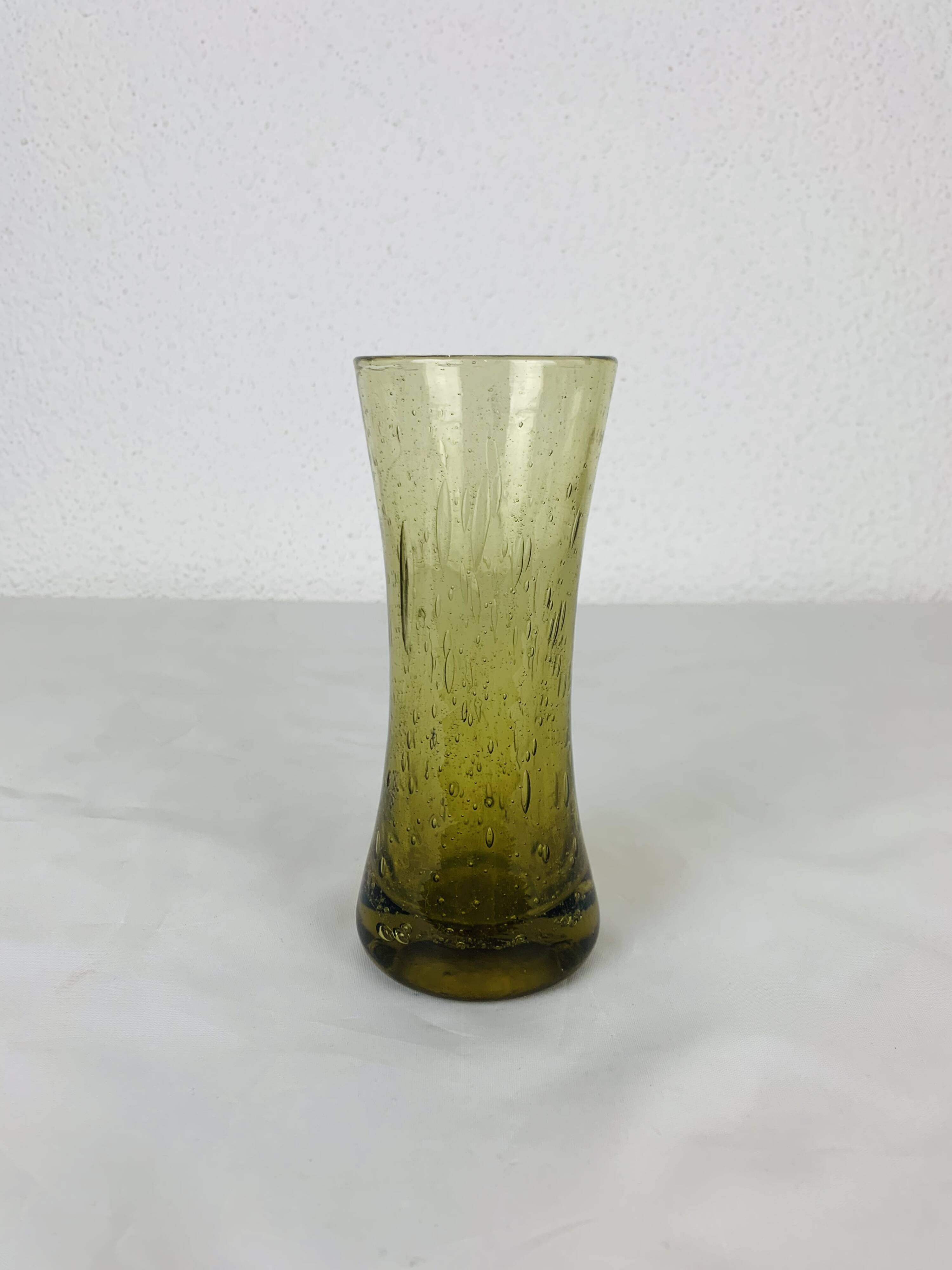 Vintage green bubble glass vase