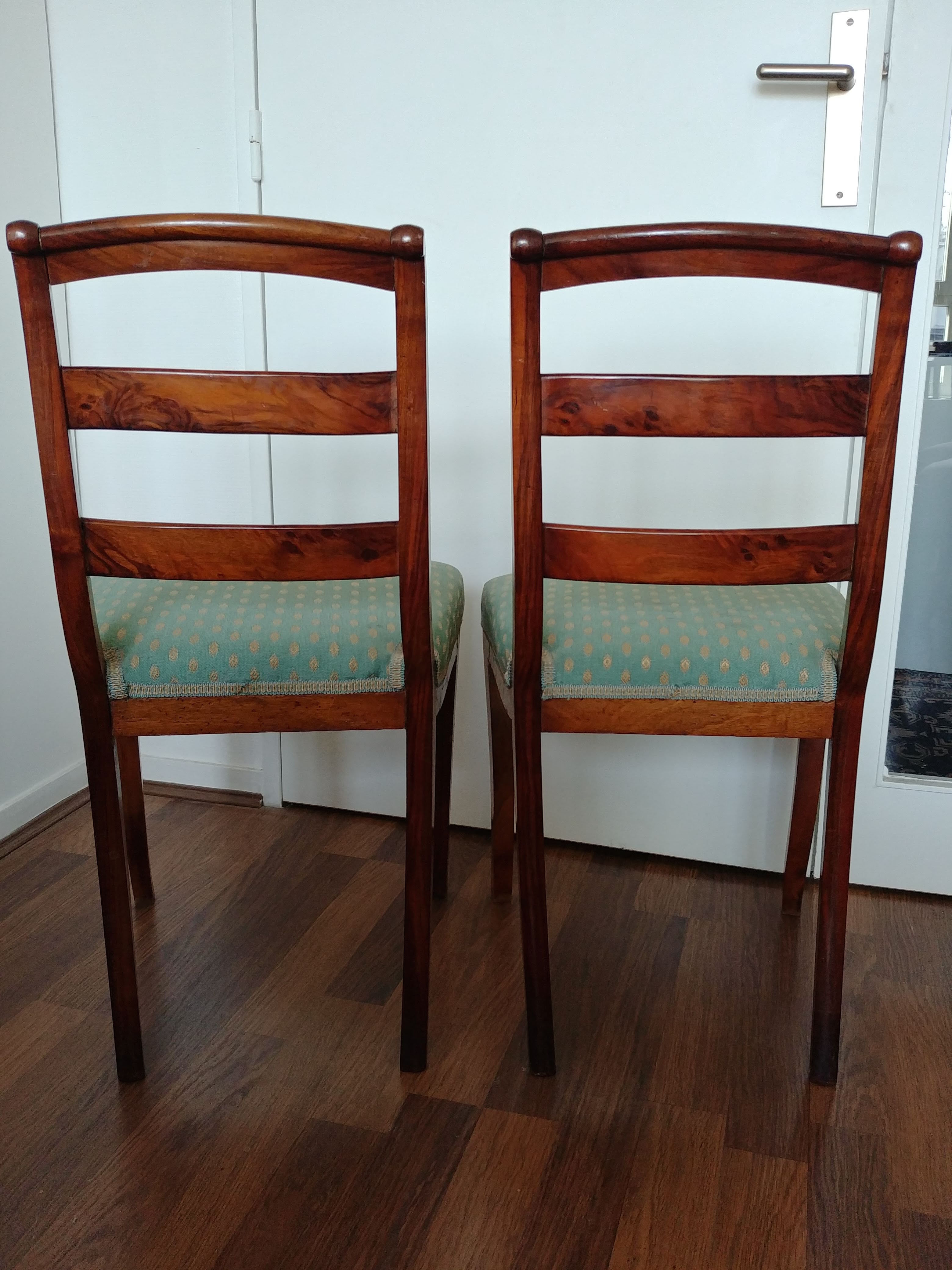 Pair of old time Chair mahogany restoration. 19th.