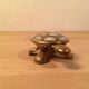 Brass and mother-of-pearl turtle jewelry box