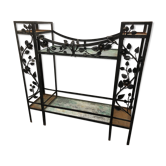 Art Nouveau garden in black wrought iron decorated with rose tree climbing around 1900 to 6 zinc bins