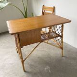 Louis Sognot rattan desk and its chair