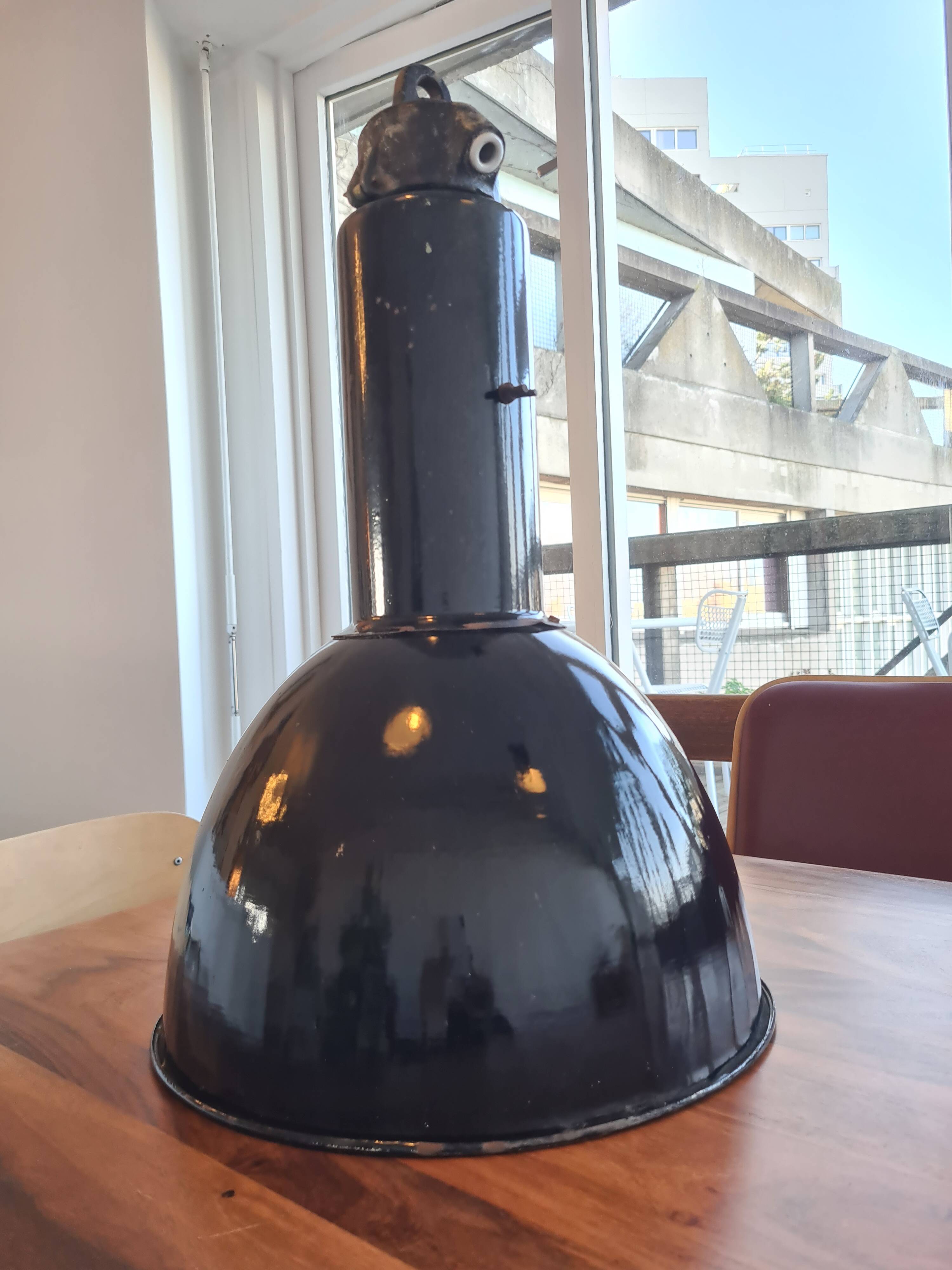 Czechoslovakian black industrial lamp from the 40s/50s called Bauhausde
