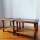 Pair of wooden and cane sofa ends