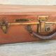 Old suitcase travel ultima brown fiber trunk