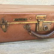 Old suitcase travel ultima brown fiber trunk