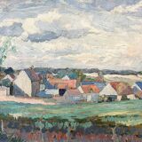 Painting “Village”, Oil on canvas signed.