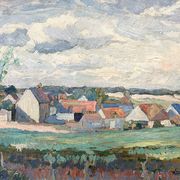 Painting “Village”, Oil on canvas signed.