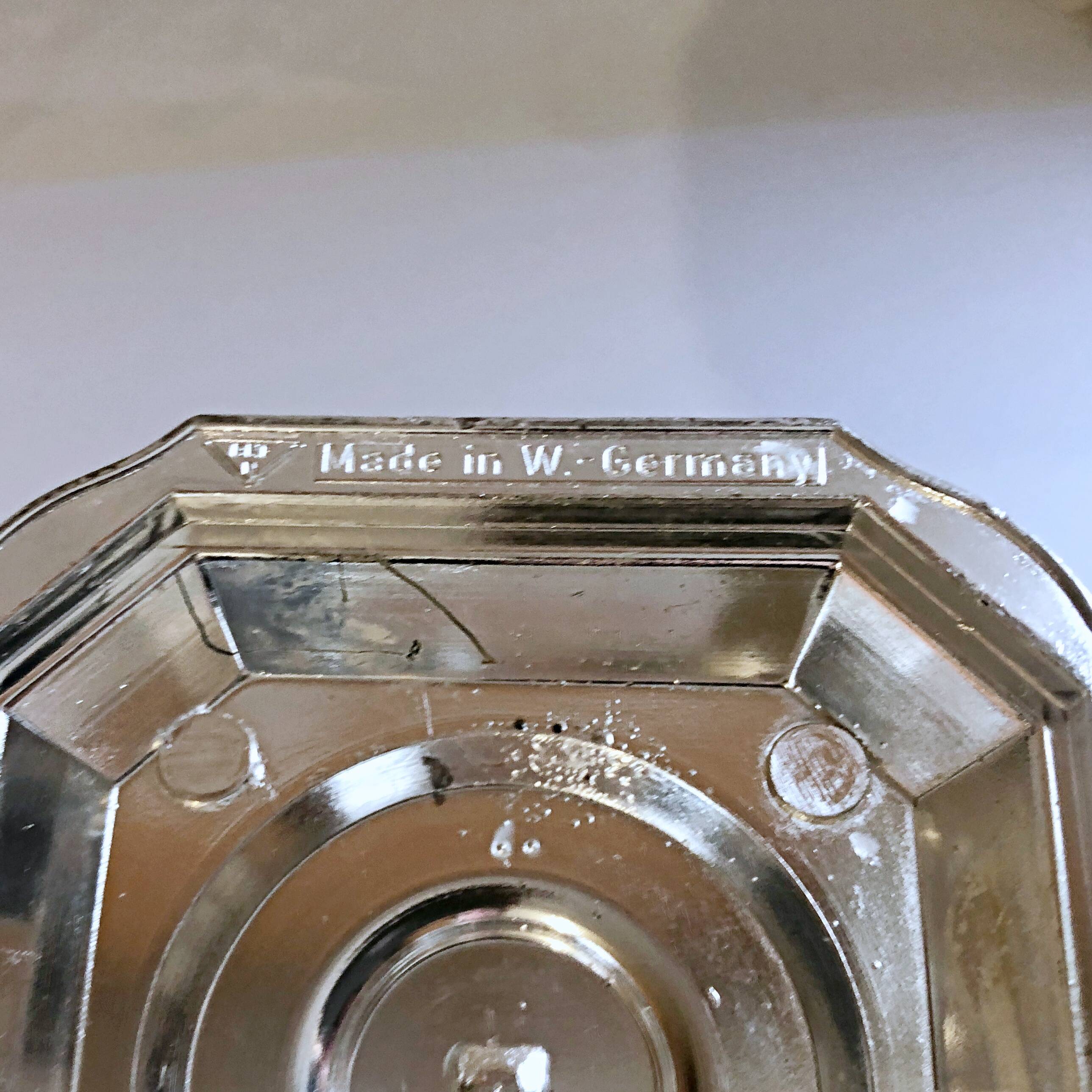 Candle holder on silver metal base Regency Style 20th West Germany