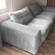 Sky blue ribbed 3-seater sofa