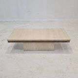 Italian Coffee Table in Travertine and Granite, 1980s