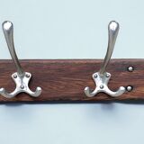 Vintage wall-mounted coat rack in solid wood - 6 hooks
