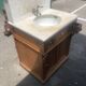 Meuble lavabo ancien Art Nouveau en bois et marbre C. Gervais Lyon