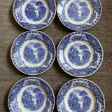 Set of 6 Petrus Regout Maastricht plates with white and blue decor