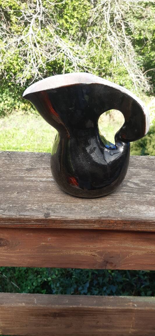 Enamelled terracotta pitcher, France, 1950s