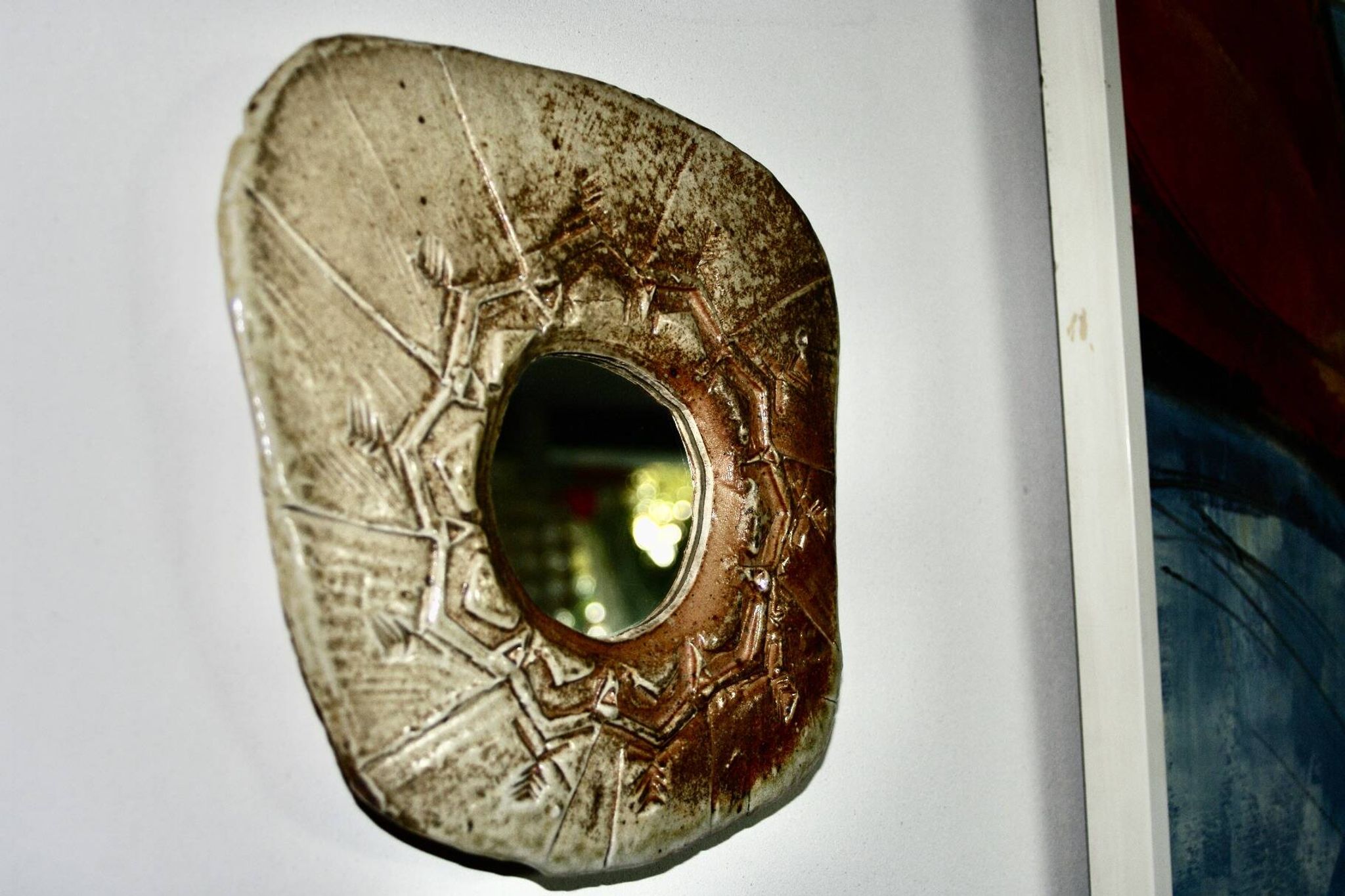 Vintage sandstone mirror from La Borne by Bruno H'dry 1960