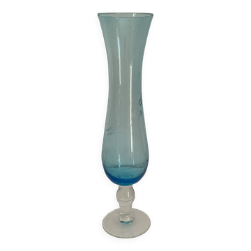 Soliflore en. verre soufflé et gravé