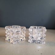 Pair of faceted glass tealight candle holders