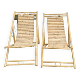 Paire de chaises longues en bambou, transats