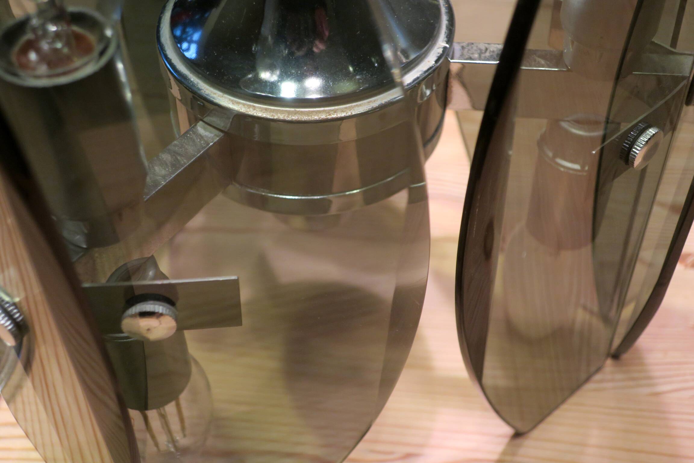 Mid century Italian pendant lamp with 9 faceted glass panels