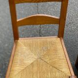 3 chaises bois massif paillées type ferme dossier haut