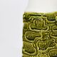 Grand vase de sol en terre cuite vert mousse olive brillant et blanc style Brutaliste Op-Art, Autriche, années 1970